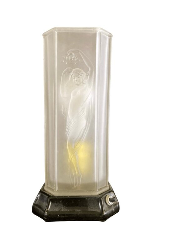 Vintage Other - Vintage Tiffin #16265 Art Deco Nude Lady Dancing Glass Torchiere Lamp with Embos